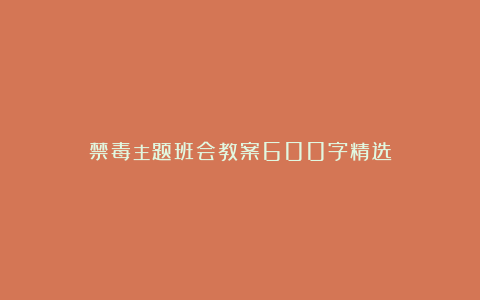 禁毒主题班会教案600字精选