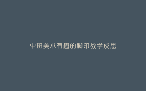 中班美术有趣的脚印教学反思