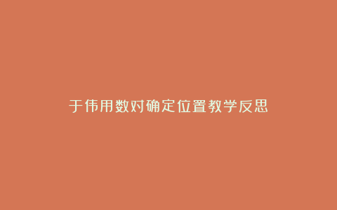 于伟用数对确定位置教学反思