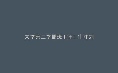 大学第二学期班主任工作计划