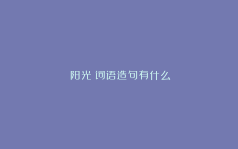 《阳光》词语造句有什么