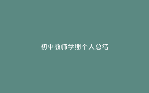 初中教师学期个人总结