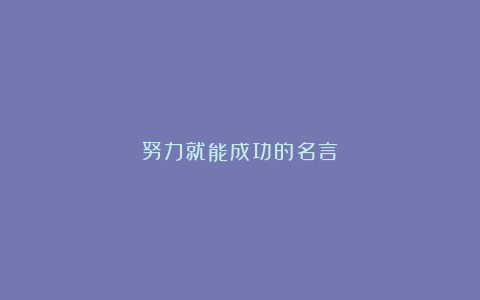 努力就能成功的名言