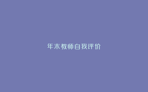 年末教师自我评价