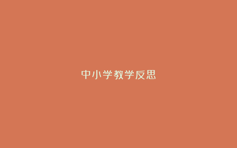 中小学教学反思