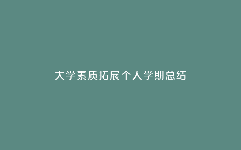 大学素质拓展个人学期总结