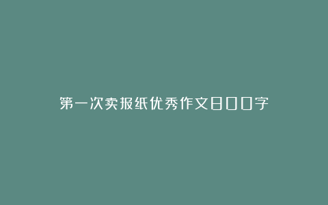 第一次卖报纸优秀作文800字