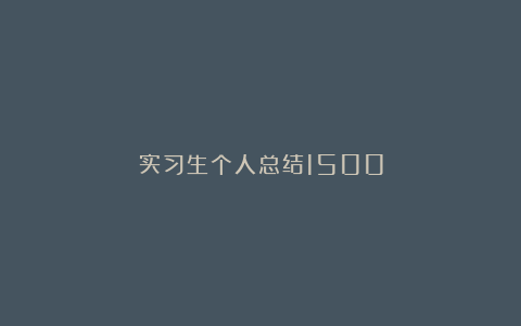 实习生个人总结1500