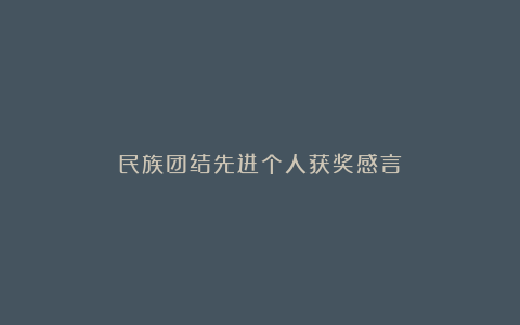 民族团结先进个人获奖感言