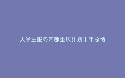 大学生服务西部重庆计划半年总结