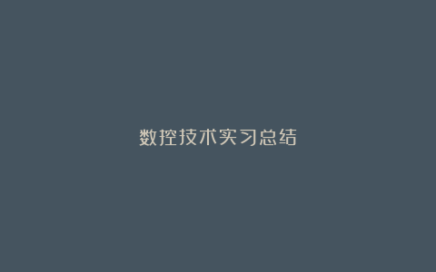 数控技术实习总结