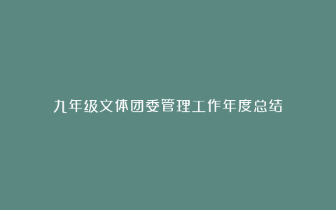 九年级文体团委管理工作年度总结