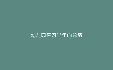 幼儿园实习半年的总结