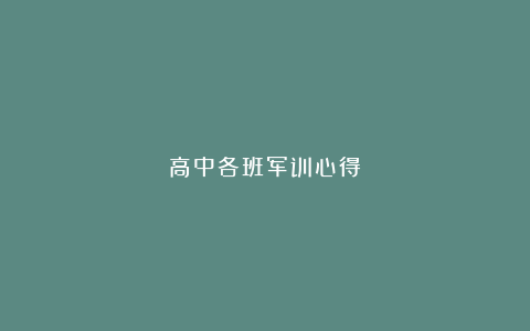 高中各班军训心得