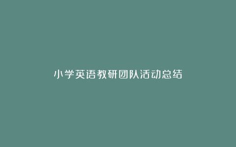 小学英语教研团队活动总结