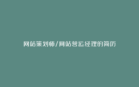 网站策划师/网站营运经理的简历