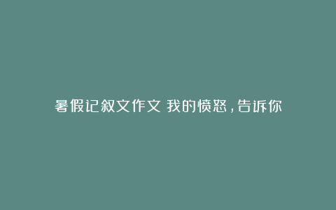 暑假记叙文作文：我的愤怒，告诉你