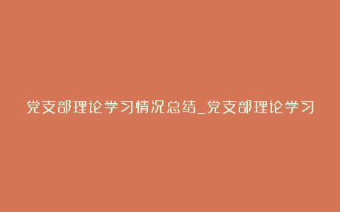 党支部理论学习情况总结_党支部理论学习总结