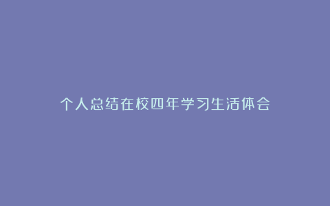 个人总结在校四年学习生活体会