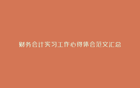 财务会计实习工作心得体会范文汇总