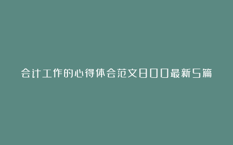 会计工作的心得体会范文800最新5篇