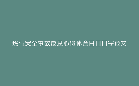 燃气安全事故反思心得体会800字范文（精选5篇）