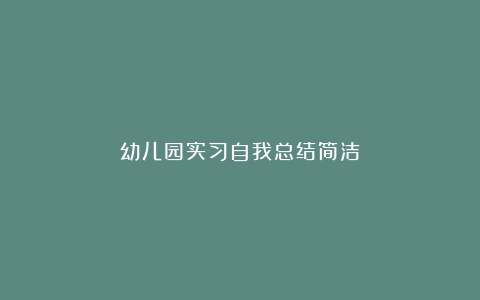 幼儿园实习自我总结简洁