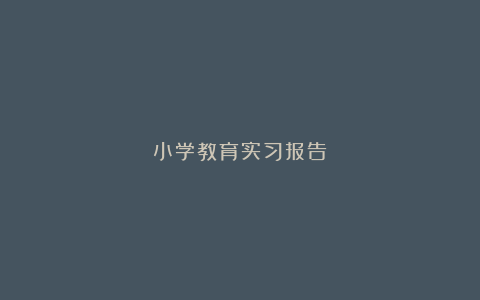 小学教育实习报告