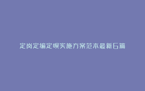 定岗定编定员实施方案范本最新6篇