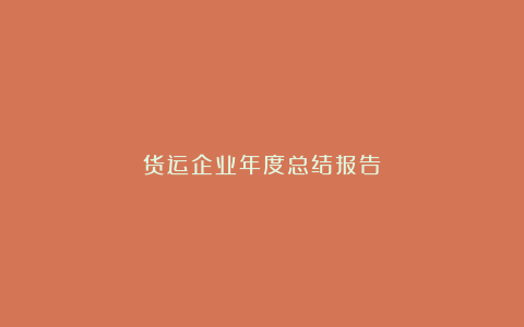 货运企业年度总结报告