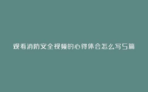 观看消防安全视频的心得体会怎么写5篇