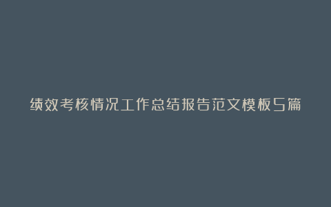 绩效考核情况工作总结报告范文模板5篇