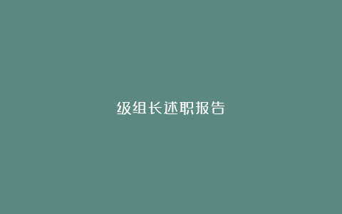 级组长述职报告