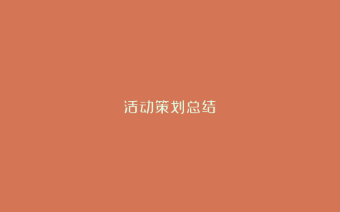 活动策划总结