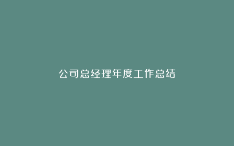 公司总经理年度工作总结