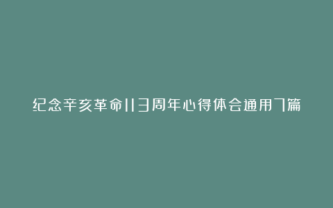 纪念辛亥革命113周年心得体会通用7篇