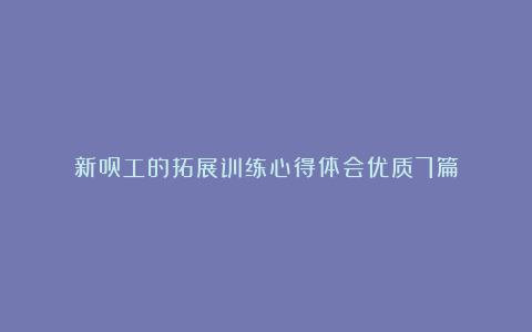 新员工的拓展训练心得体会优质7篇