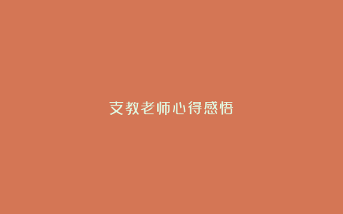 支教老师心得感悟