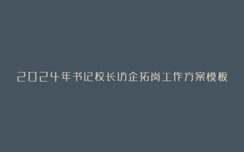 2024年书记校长访企拓岗工作方案模板