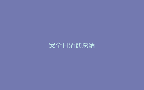 安全日活动总结