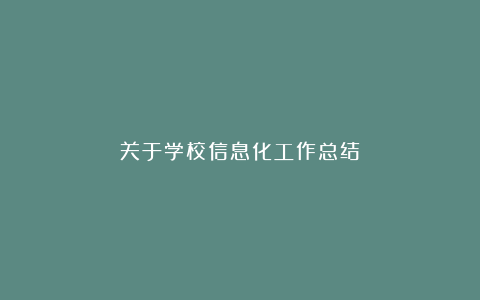 关于学校信息化工作总结