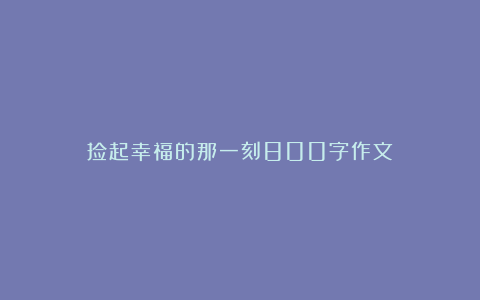 捡起幸福的那一刻800字作文