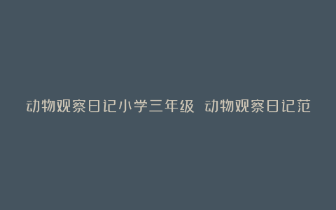 动物观察日记小学三年级 动物观察日记范文7篇