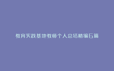 教育实践基地教师个人总结精编6篇