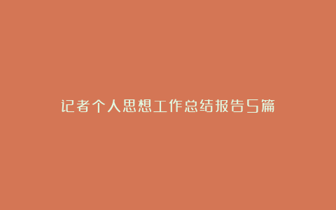 记者个人思想工作总结报告5篇