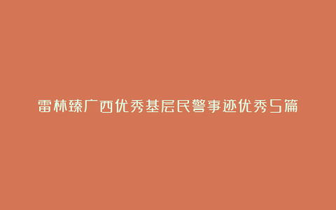 雷林臻广西优秀基层民警事迹优秀5篇