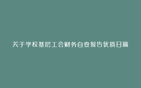 关于学校基层工会财务自查报告优质8篇