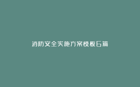 消防安全实施方案模板6篇