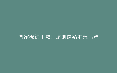 国家级骨干教师培训总结汇报6篇