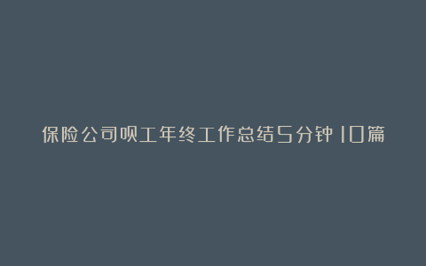 保险公司员工年终工作总结5分钟（10篇）